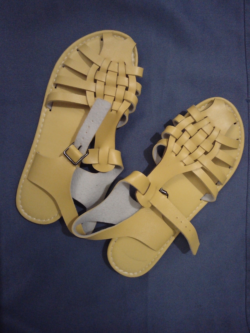 Woven Strap Yellow Women’s Sandals with Buckle